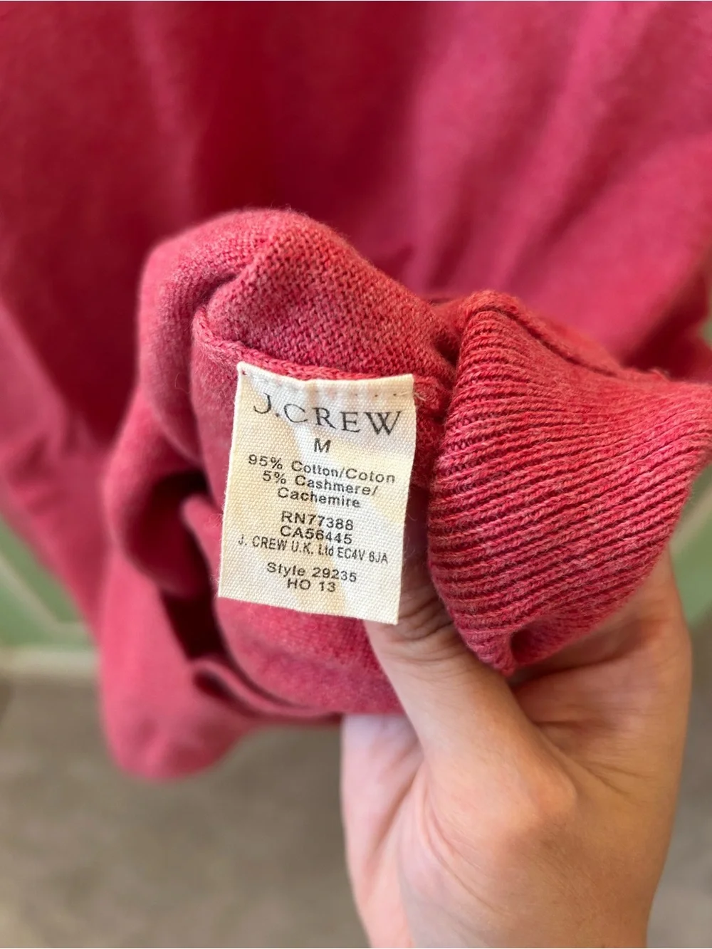 J. Crew Men’s V-Neck Sweater Red Long Sleeve Sz Medium